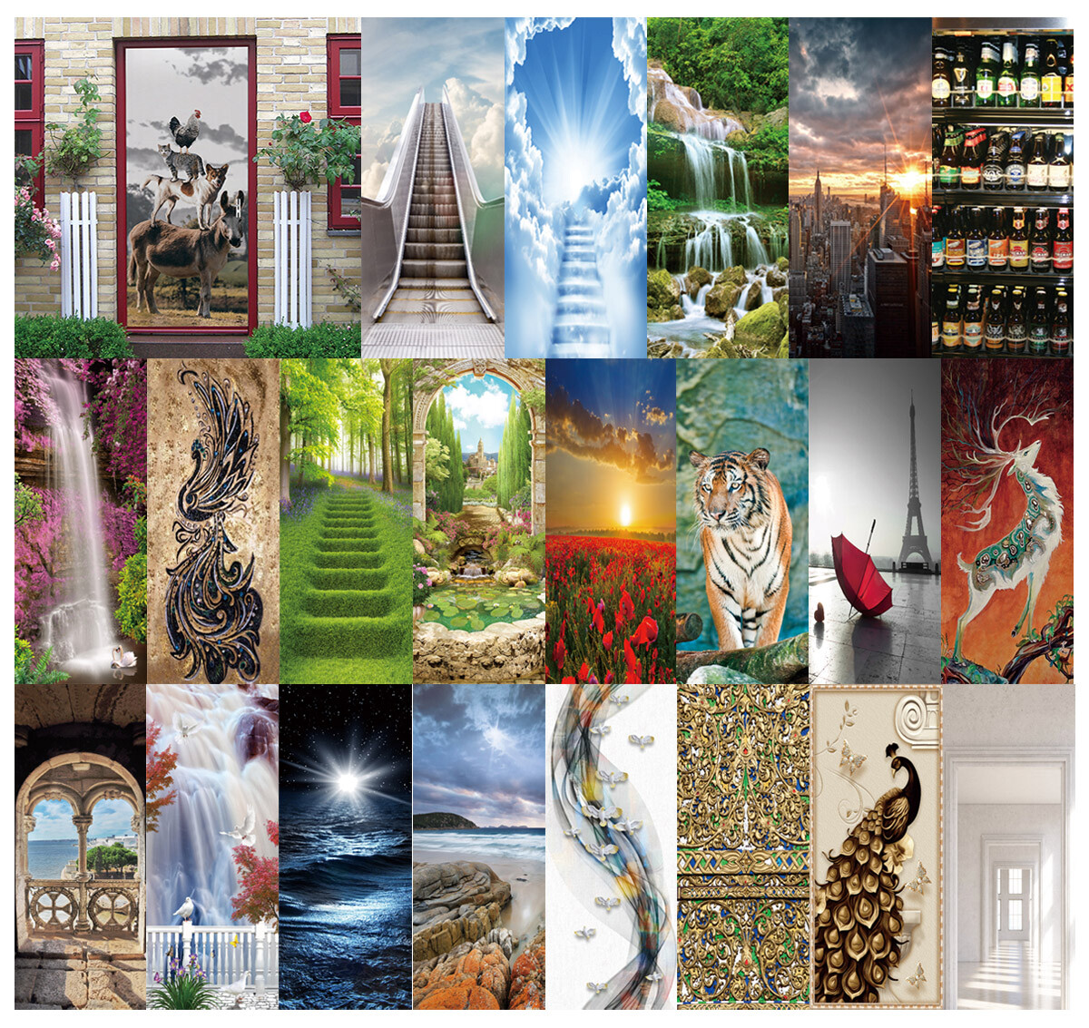 3D Wall Art Creative Animal Scenery Door Sticker Decal Self-adhesive Wrap Mural