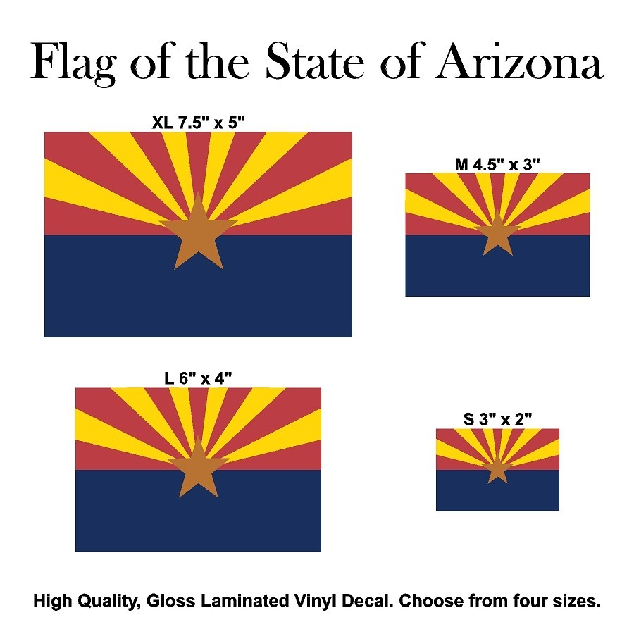 Flag of the State of Arizona Gloss Laminated Decal Sticker Choose Size