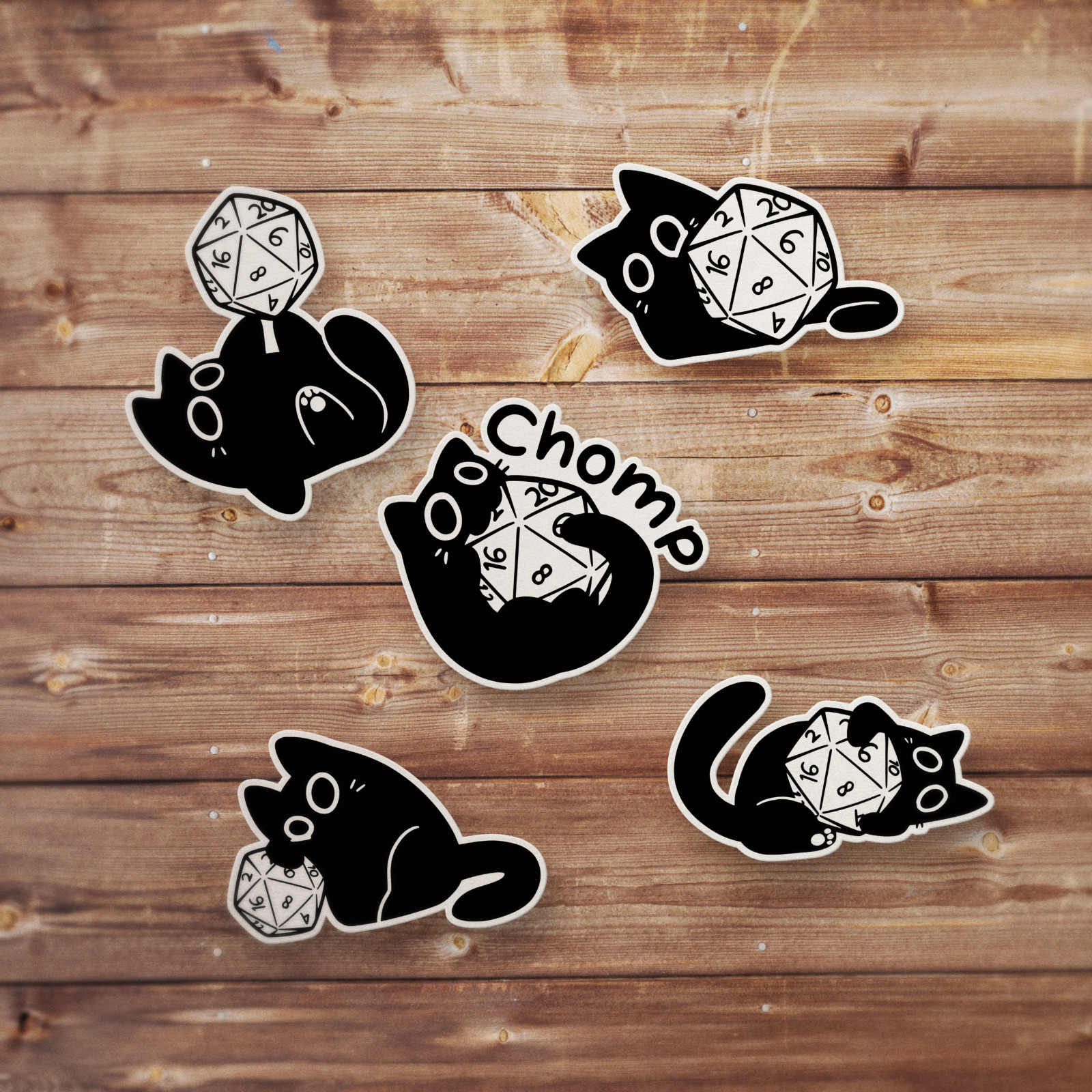 Black Cat D20 Sticker Pack, Dungeons And Dragons, DND Gift, DM Gift, DnD Cats
