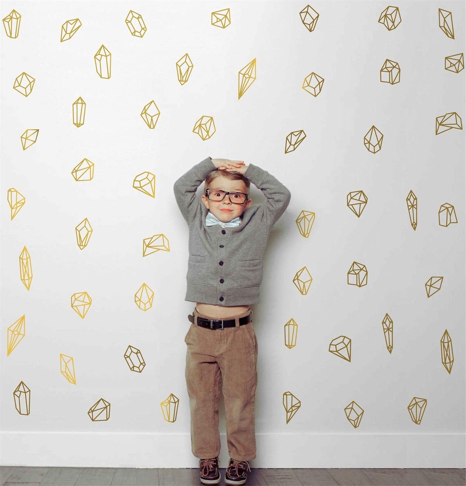 50 pcs Geometric Shapes & Gems Wall Stickers Home Decor Vinyl Decals for Kids…