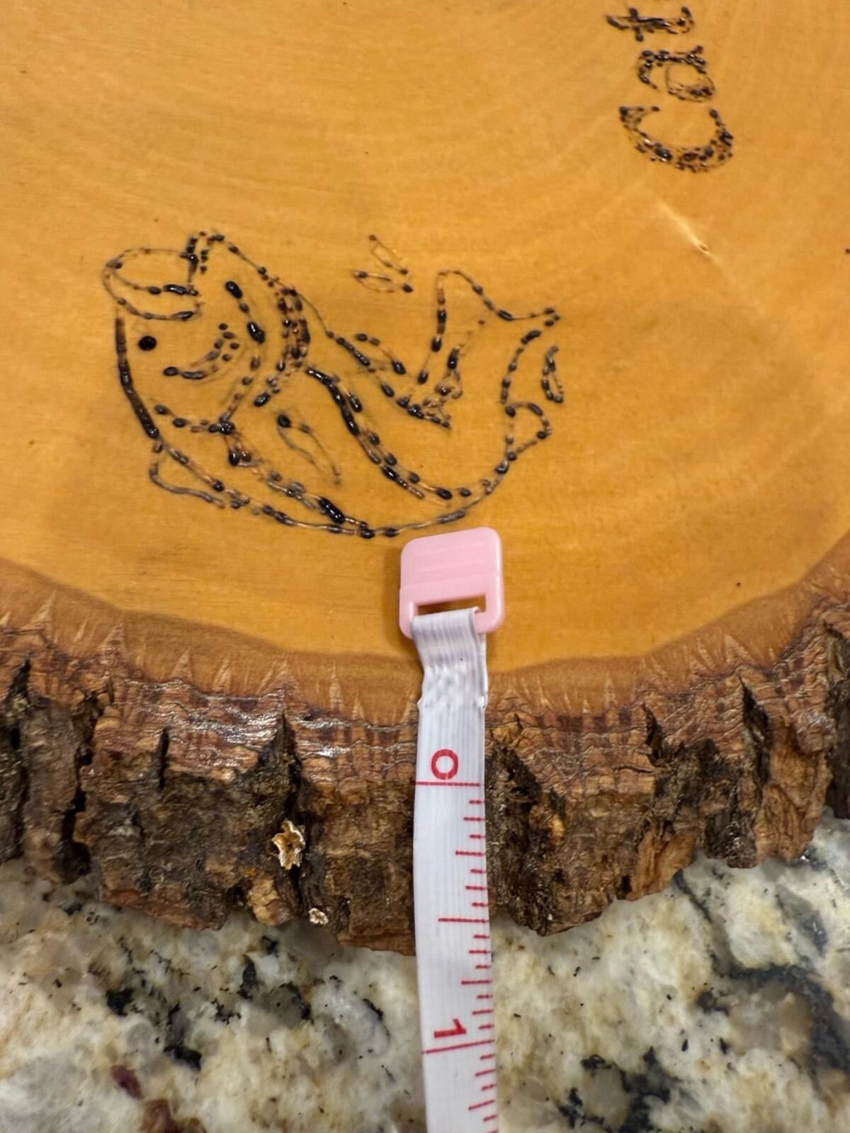 Fisherman natural wooden oval engraved plaque bark trim