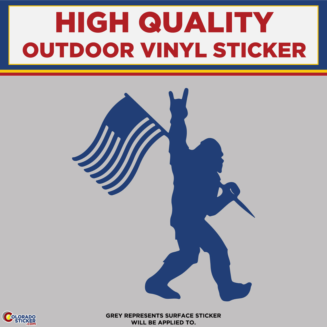 Big Foot with American Flag, Die Cut High Quality Vinyl Stickers
