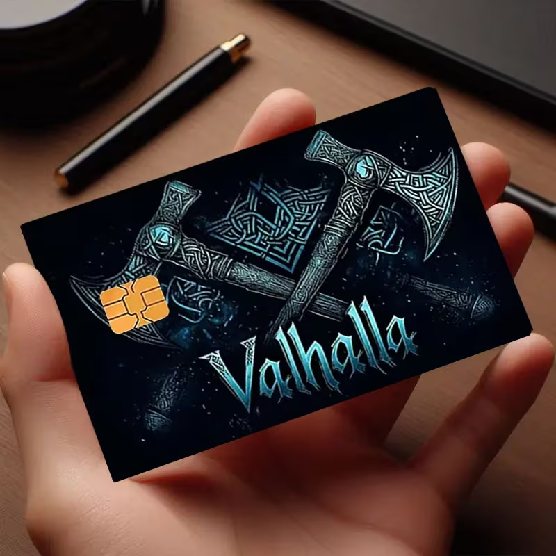 Valhalla Two Axes Credit Card Skin Sticker | Norse Viking Mystic Card Cover