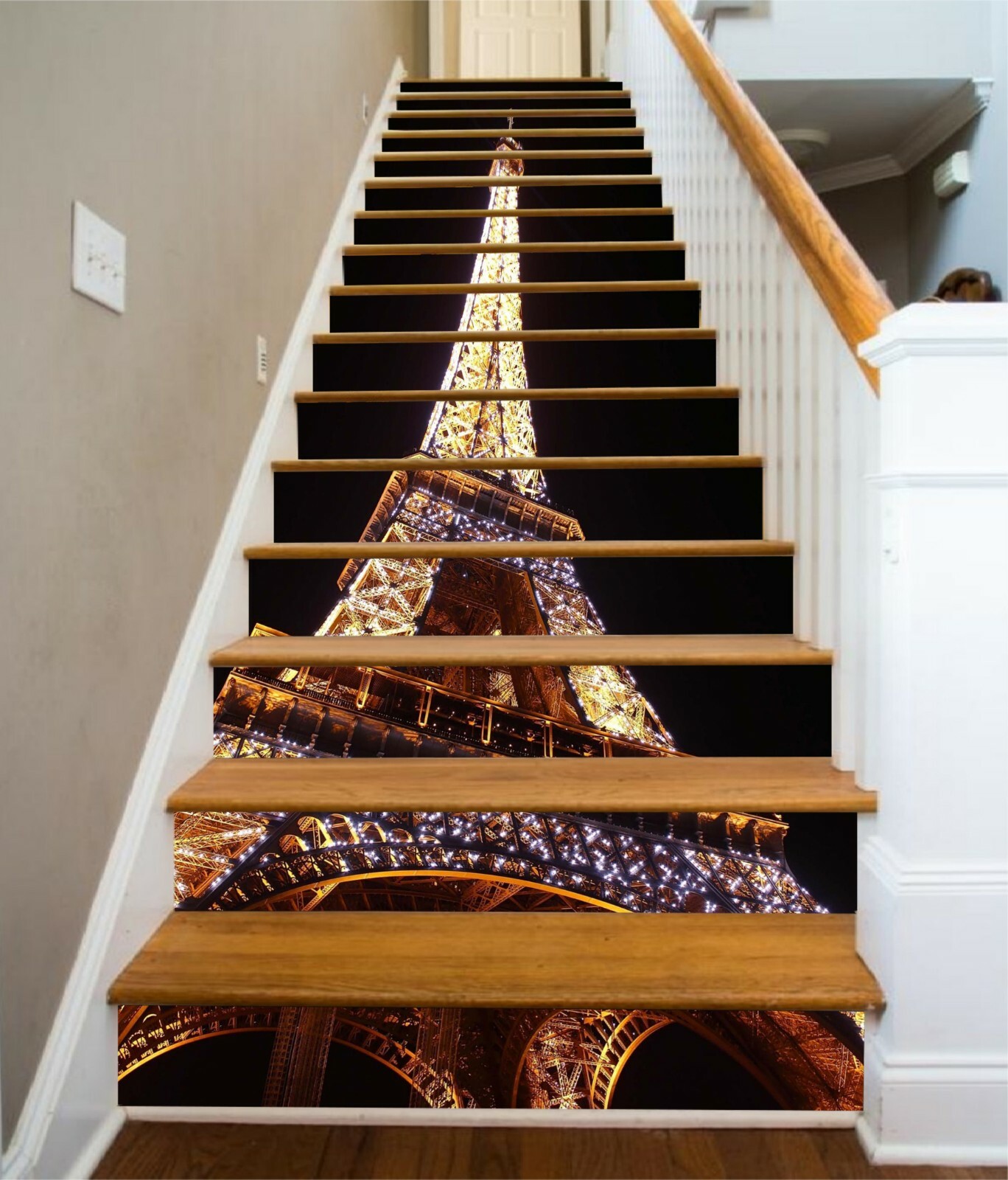 3D Eiffel Tower 976NA Stair Risers Decoration Photo Mural Decal Wallpaper Fay