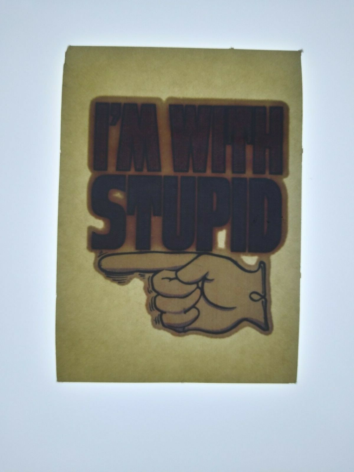 I'm With Stupid Screamin Gleamin Glitter Iron-On Transfer Decal Donruss 1970s