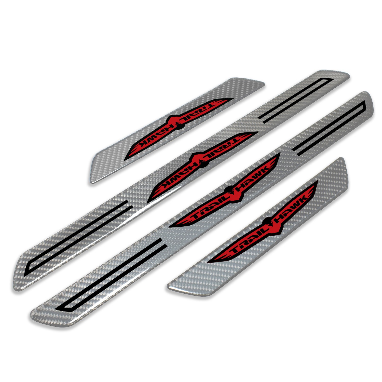 Jeep Trailhawk Silver Carbon Fiber Universal Door Sill Protector Kick Plates