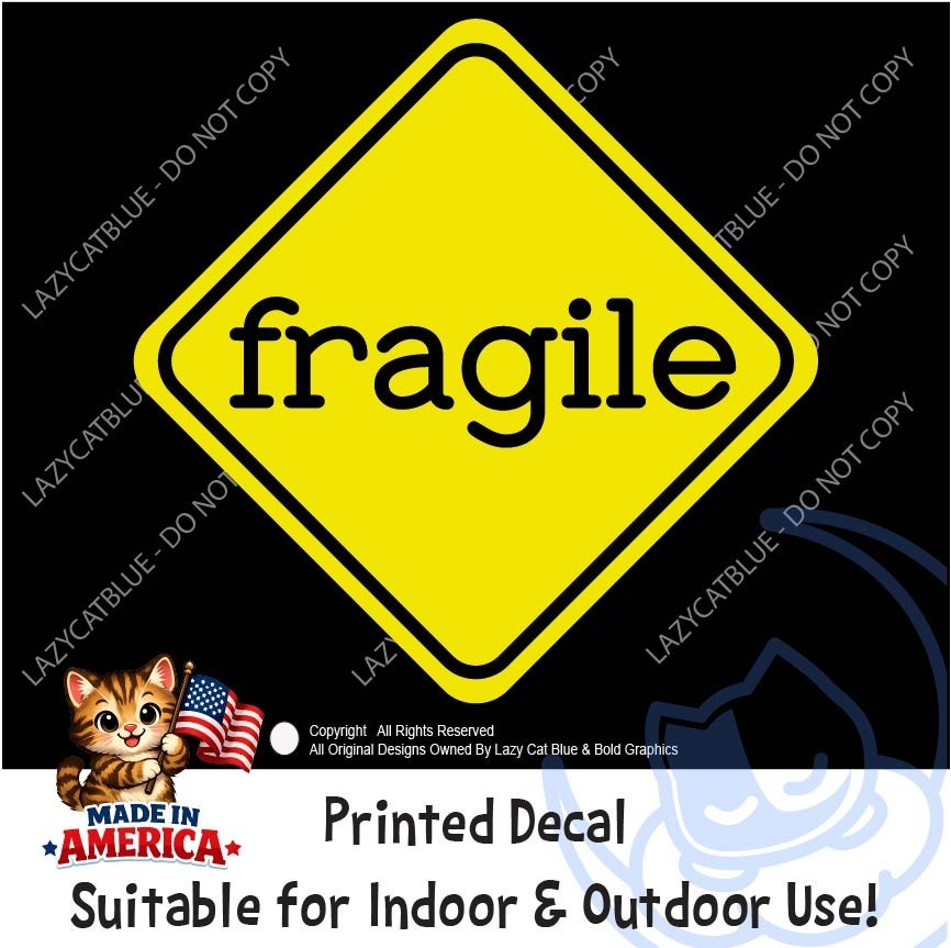 Fragile Decal Sticker Caution Yellow Careful Handle with Care Sensitive Person
