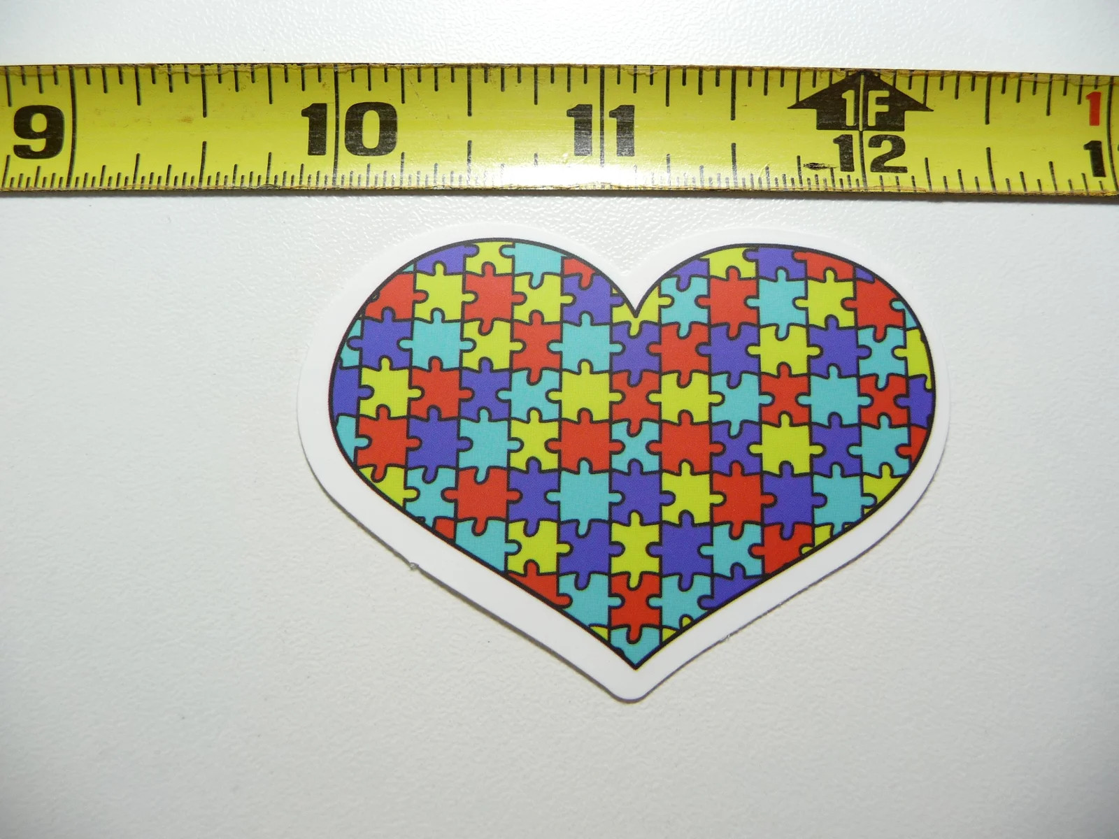 AUTISM SUPPORT SMALL STICKER DECAL HEART FILLED WITH PUZZLE PIECES AWARENESS