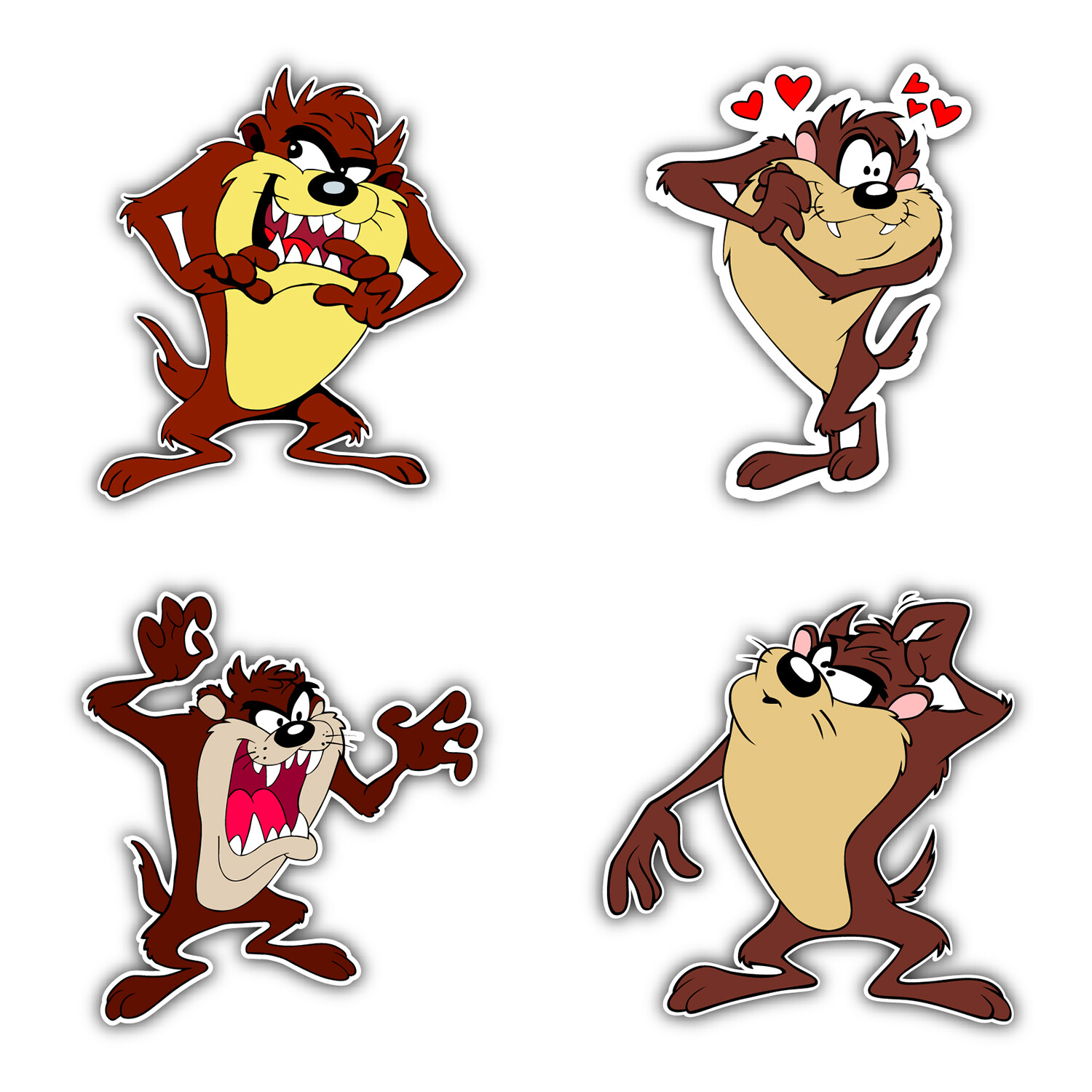 Taz Cartoon Set Of 4 Vinyl Sticker Decal – 5" longer side ID:3