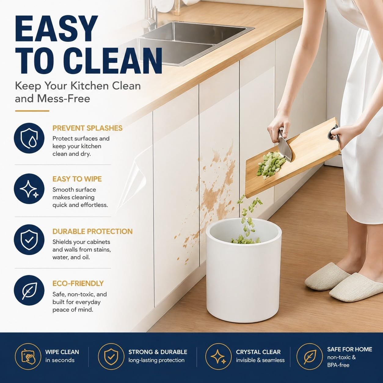 Clear Contact Paper Vinyl Wrap Plastic Self Adhesive Wall Protector Film