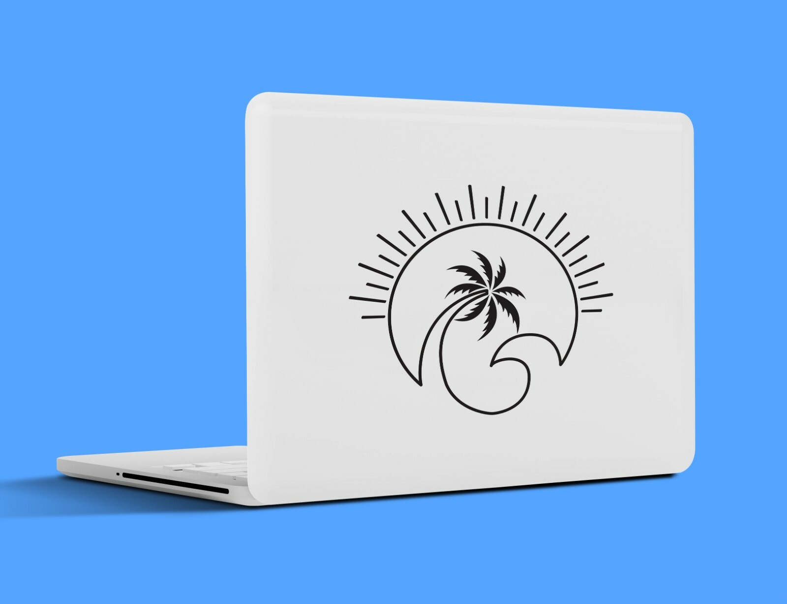 Ocean Wave Palm Tree Beach Bumper Car Window Vinyl Decal Sticker Tumbler Laptop