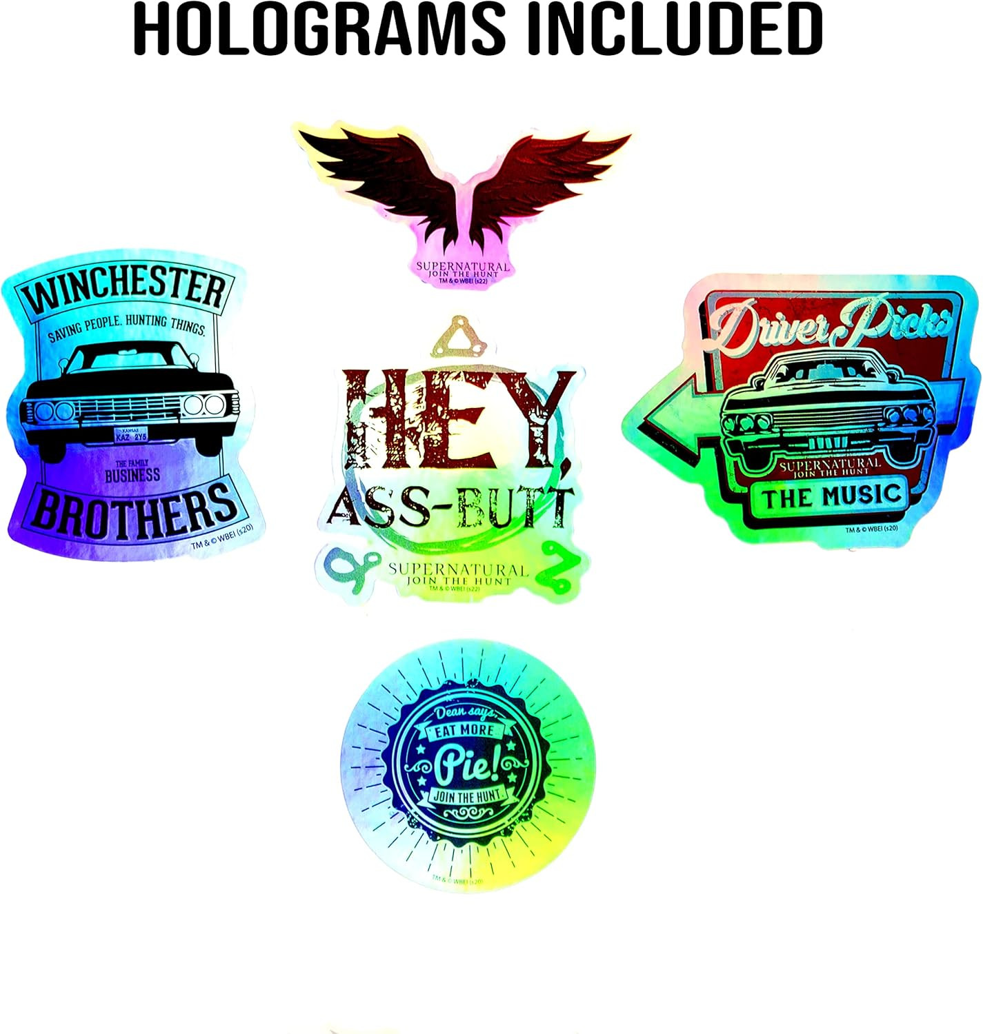 Supernatural Winchester Brothers Vinyl Sticker Pack, 60 Unique Waterproof Decals