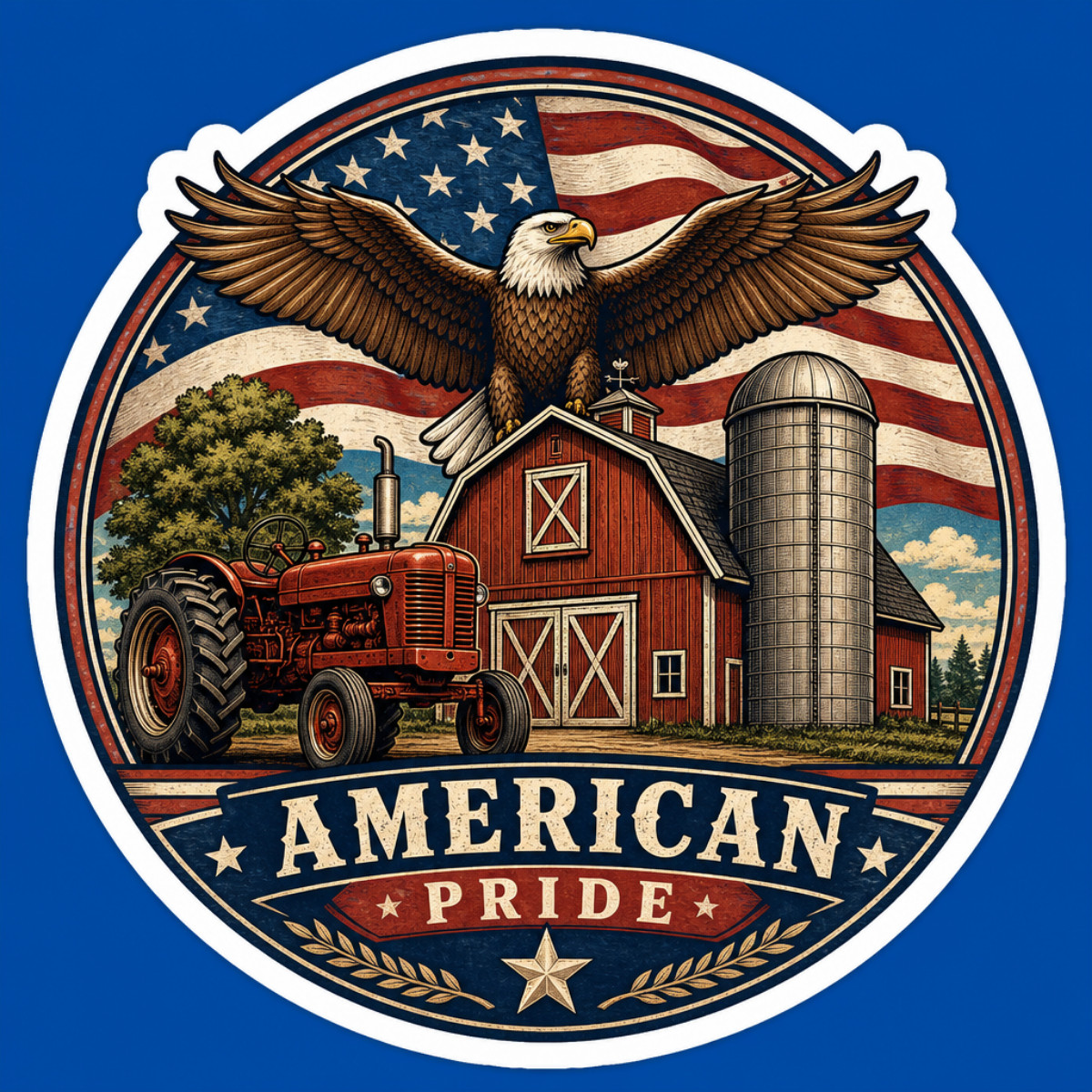3 Inch American Pride Farm Sticker Patriotic Eagle Barn Tractor USA Vinyl Decal