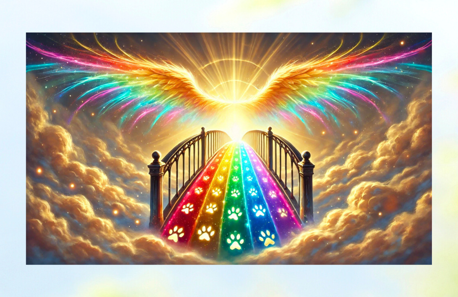 Angel Wings, Rainbow Bridge & Paw Prints WINDOW CLING Size 10.6" Vinyl