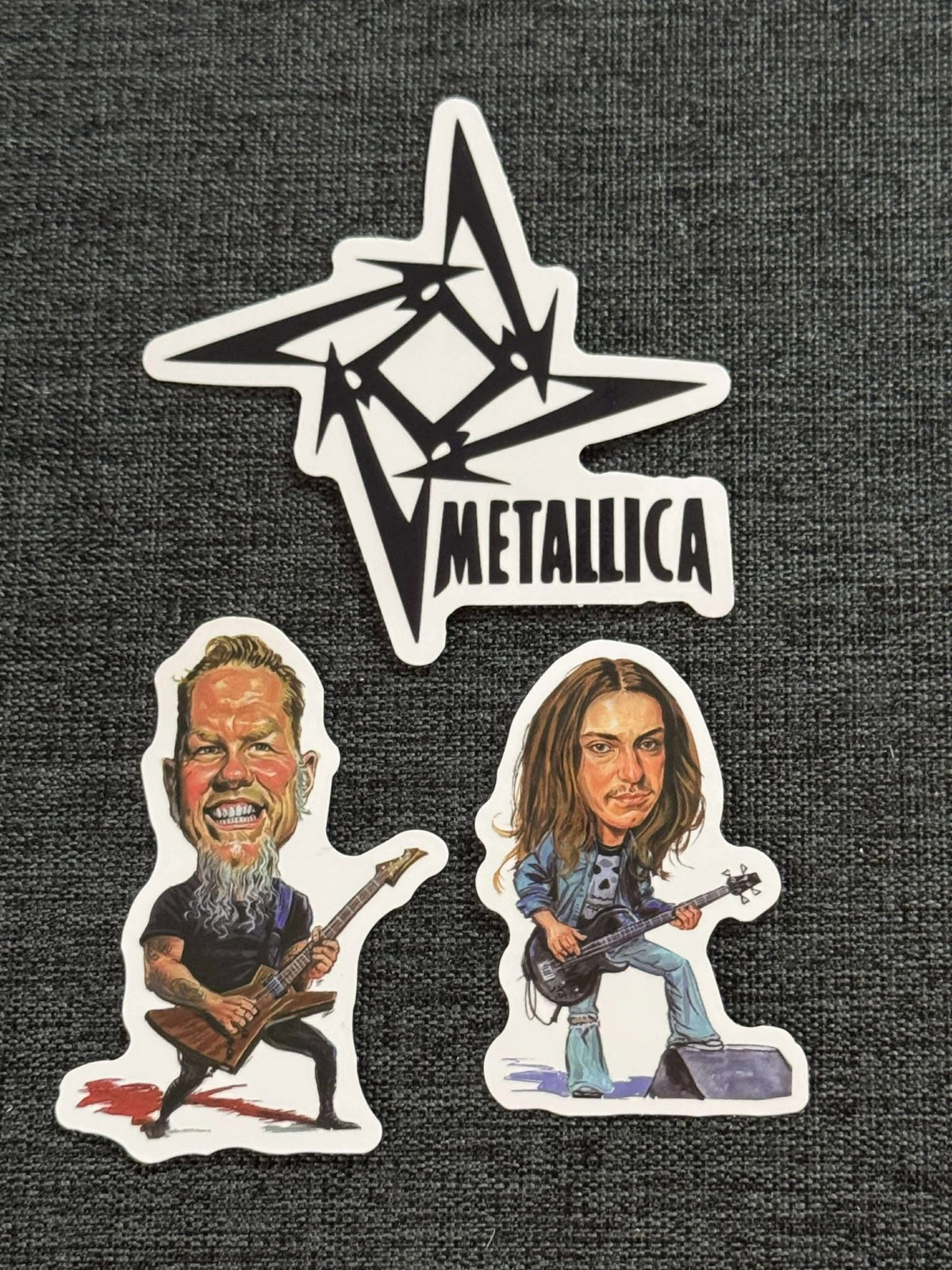 Lot (3) METALLICA 1 1/4" to 2 3/4" Band Logo STICKERS Burton HETFIELD Free SHIP