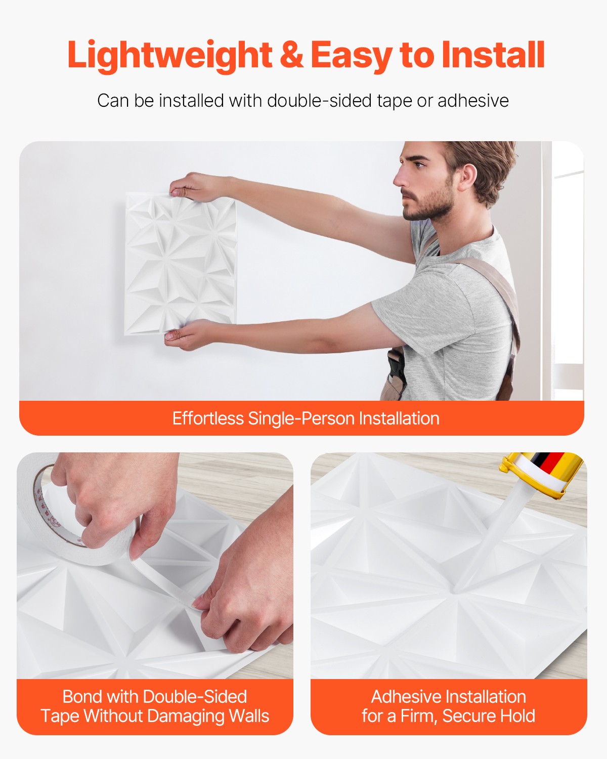 33 Pack White 3D Wall Panels Decorative PVC Tile 11.81" X 11.81" Diamond Design