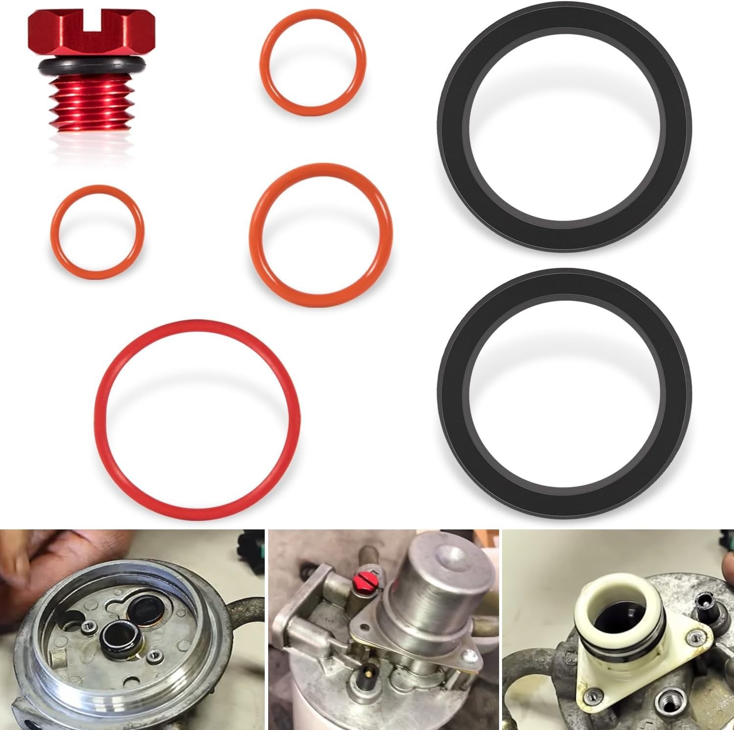 6.6L Duramax Fuel Filter Primer Rebuild Seal Kit Viton O-Rings Billet Bleeder Sc