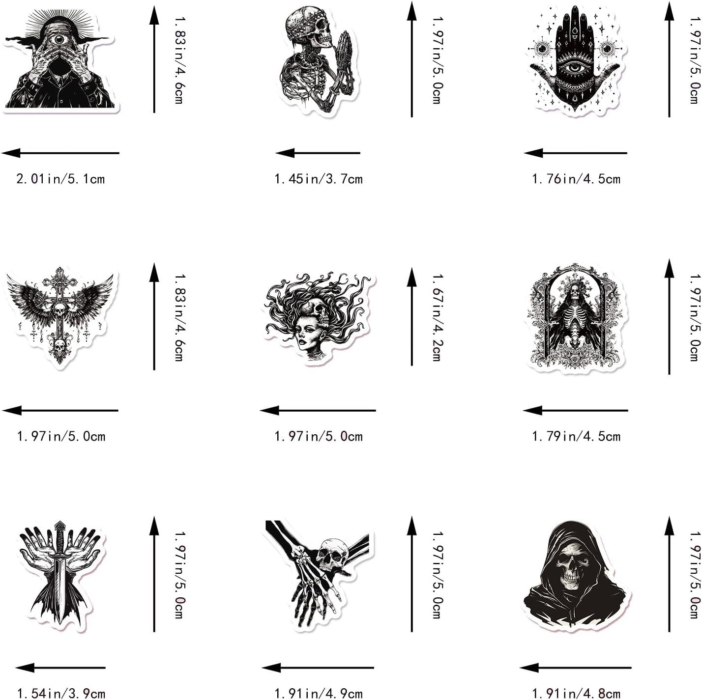 Goth Sticker Lot 100 Stickers Horror Halloween Gothic Black And White Skulls New