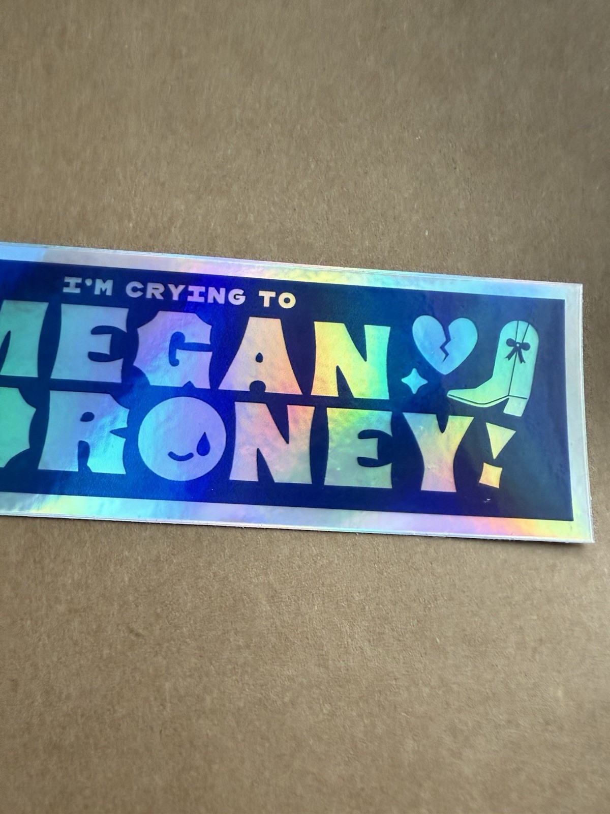 Holographic Megan Moroney Sticker Decal Rainbow Emo Cowgirl Country Music 6 inch