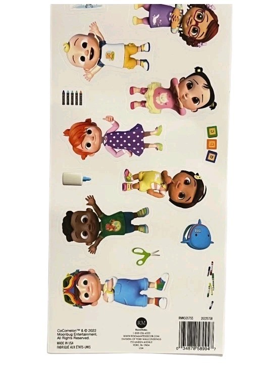 Cocomelon 16 Wall Decals Removable Moonbug JJ TomTom Yoyo Cody 3-4" Tall