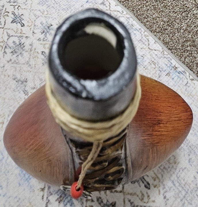 Vintage Handcrafted Wooden Marquetry Wine Bottle Brwn Slight Crack Leaks Fluid