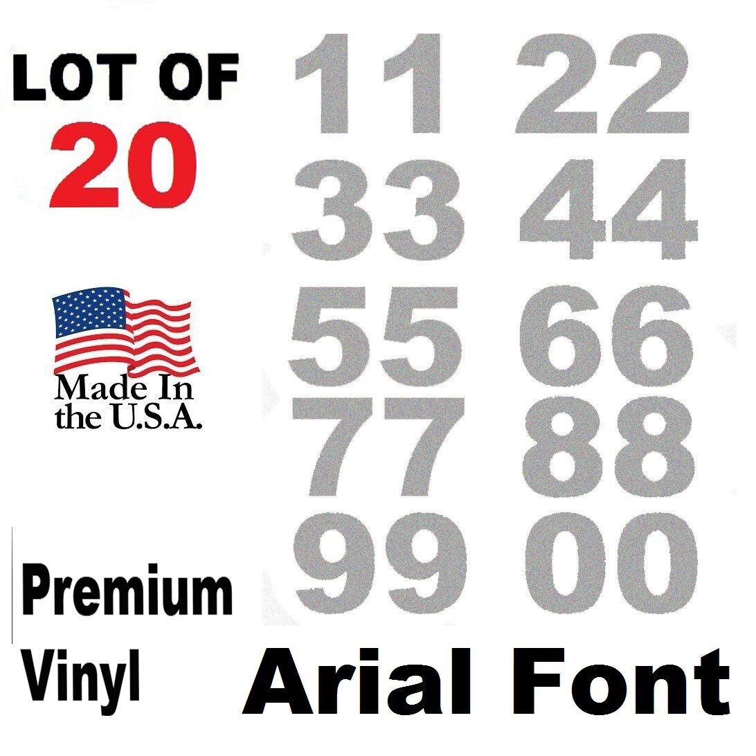 Lot of 20 1" Vinyl Street Address Mailbox Number Decal Stickers ARIAL Silver