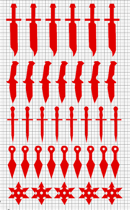 5" x 8" Sharp Objects Sticker Sheet Oracal 651 Vinyl Black or Red Decals