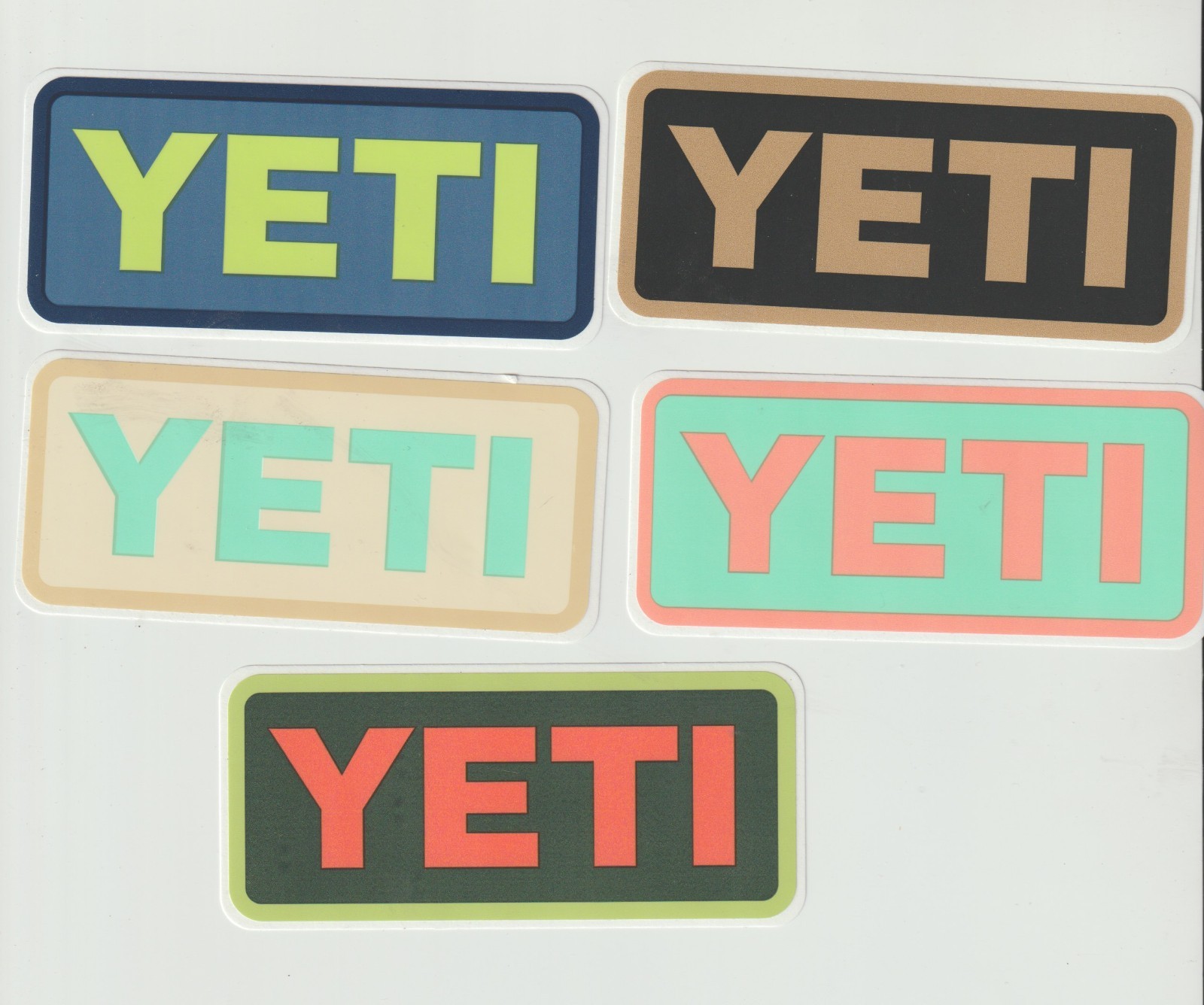 5 Yeti Sticker all in different color 4" x 1 3/4" new