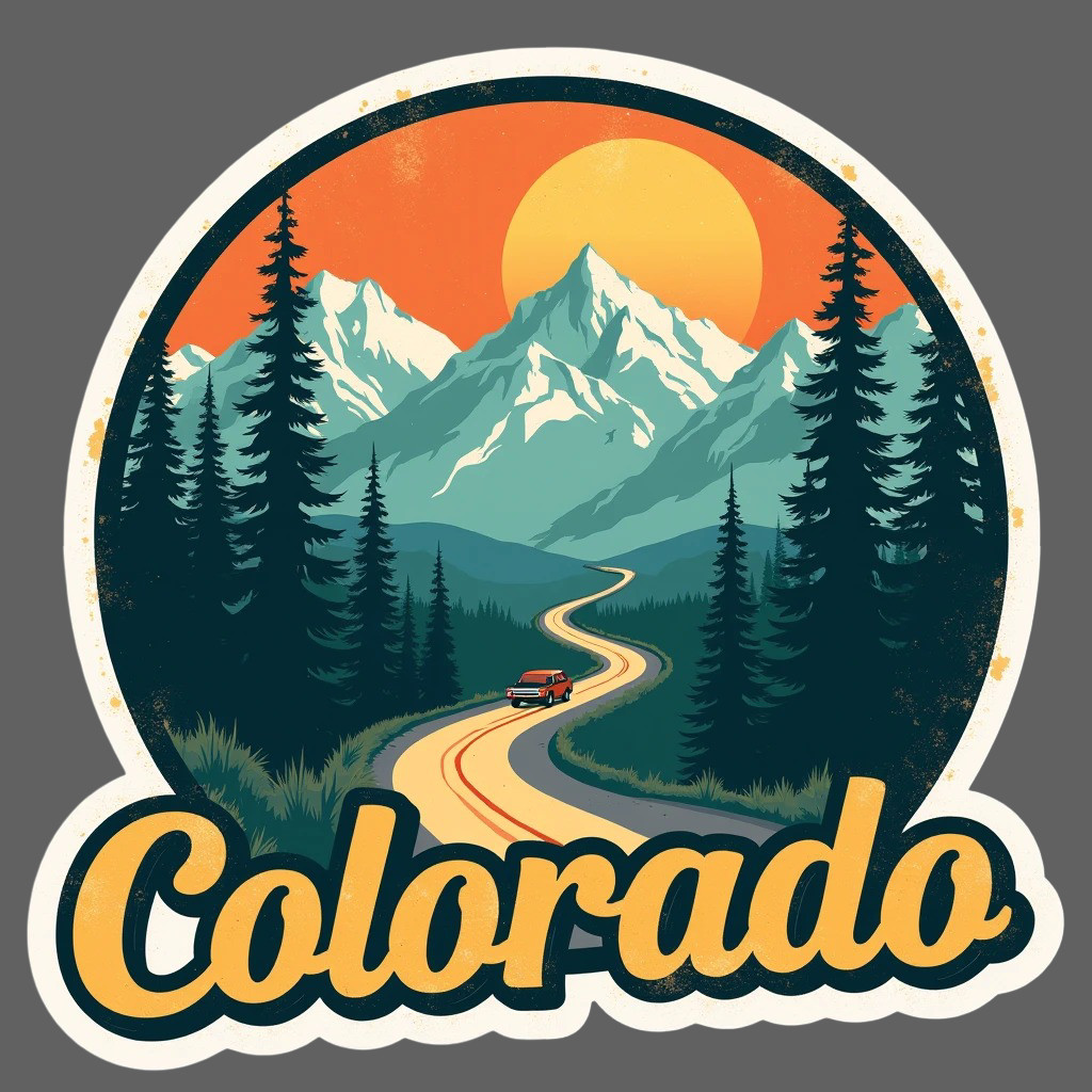 Colorado Sticker Vinyl Decal Mountain Road Rocky Mountains Travel Adventure