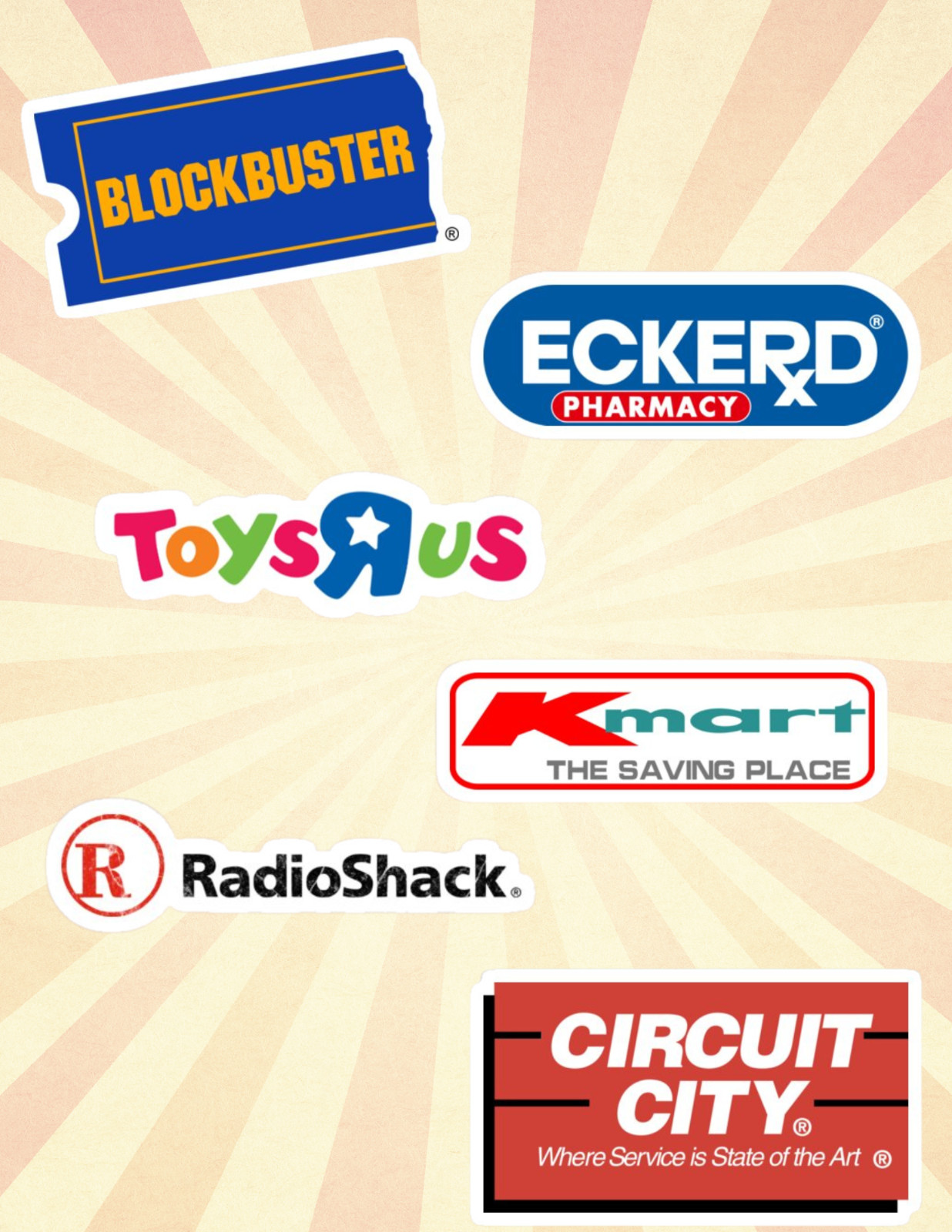 Nostalgic Retro Stores 6pc Sticker Pack
