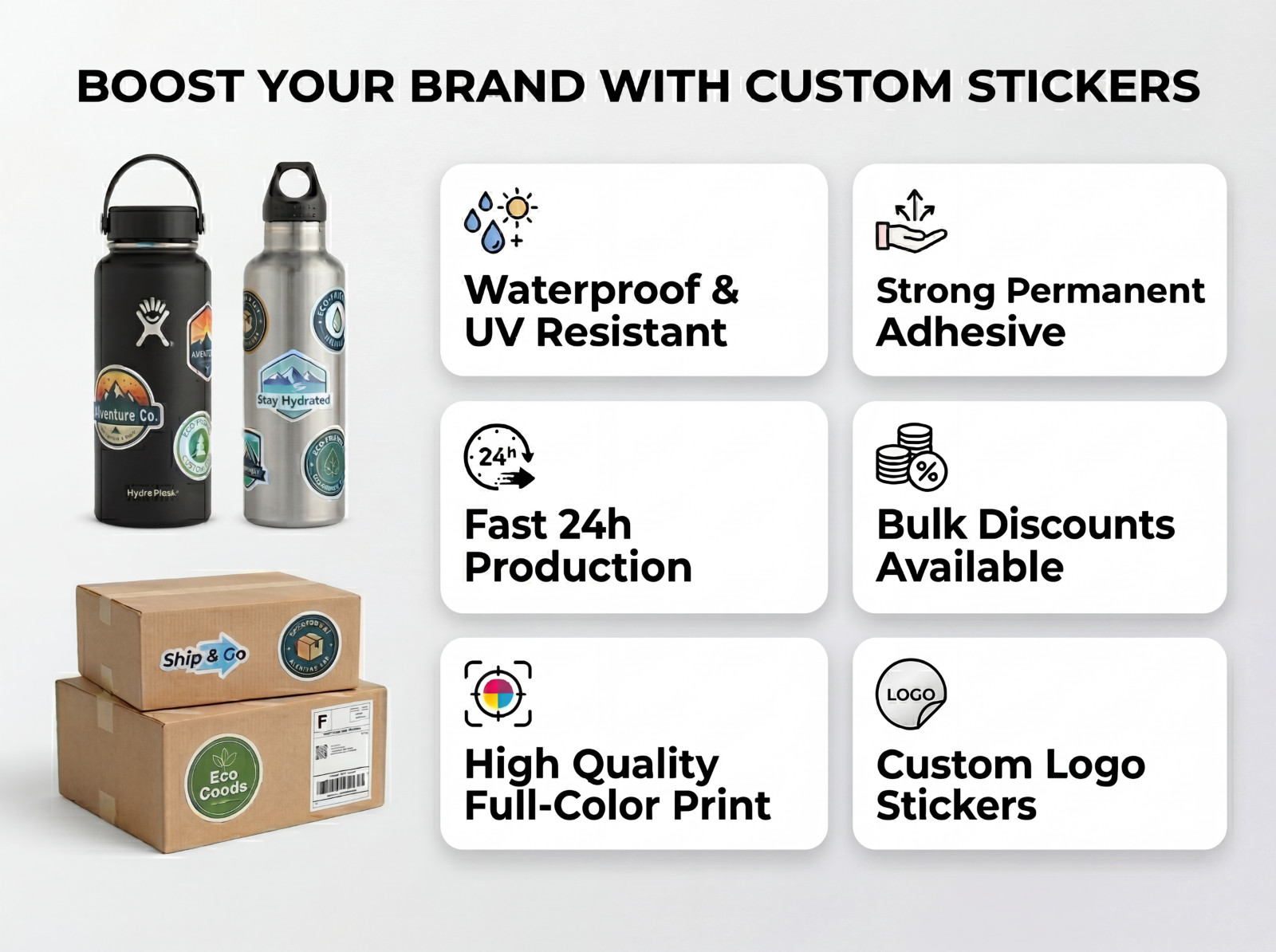 Custom Logo Stickers for Business Packaging Waterproof Vinyl Labels Personalized