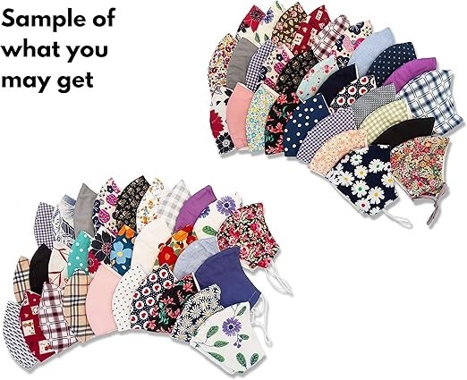 Reusable Face Masks – 3-Layer 100% Cotton Cloth Masks for Adults pack of 30
