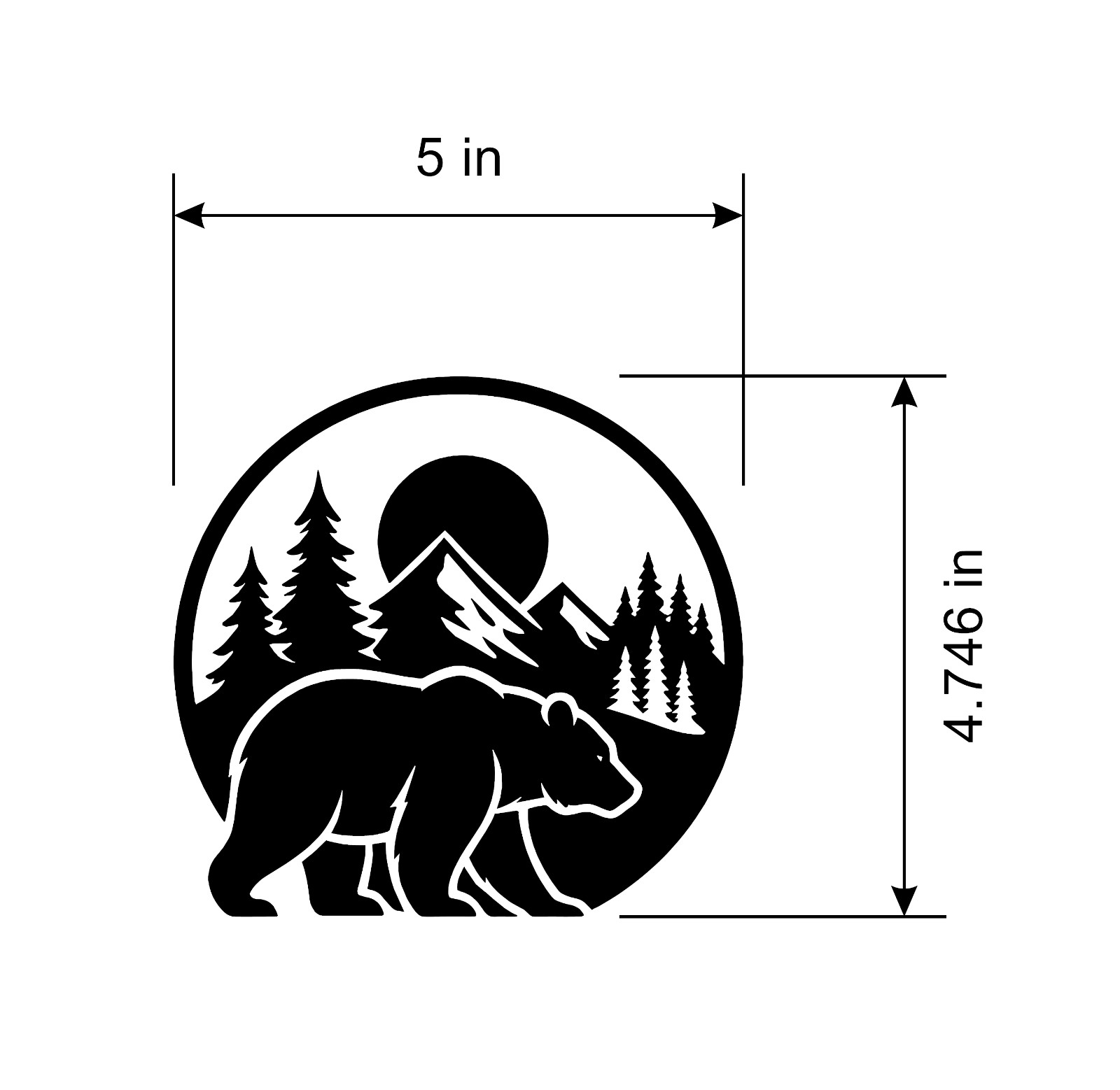 Bear Vinyl Decal Mountain Forest Silhouette Sticker Wildlife Outdoors Camping