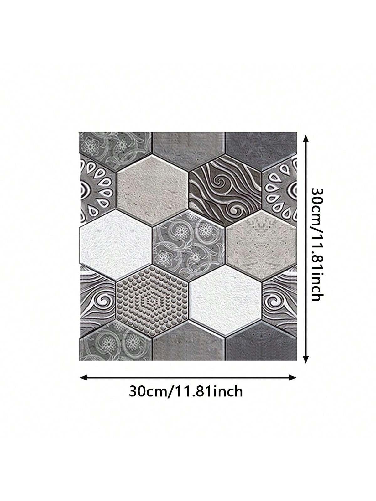 10Pack Brick Wallpaper Self Adhesive 3D Hexagon Tile Wall Sticker Geometric Foam