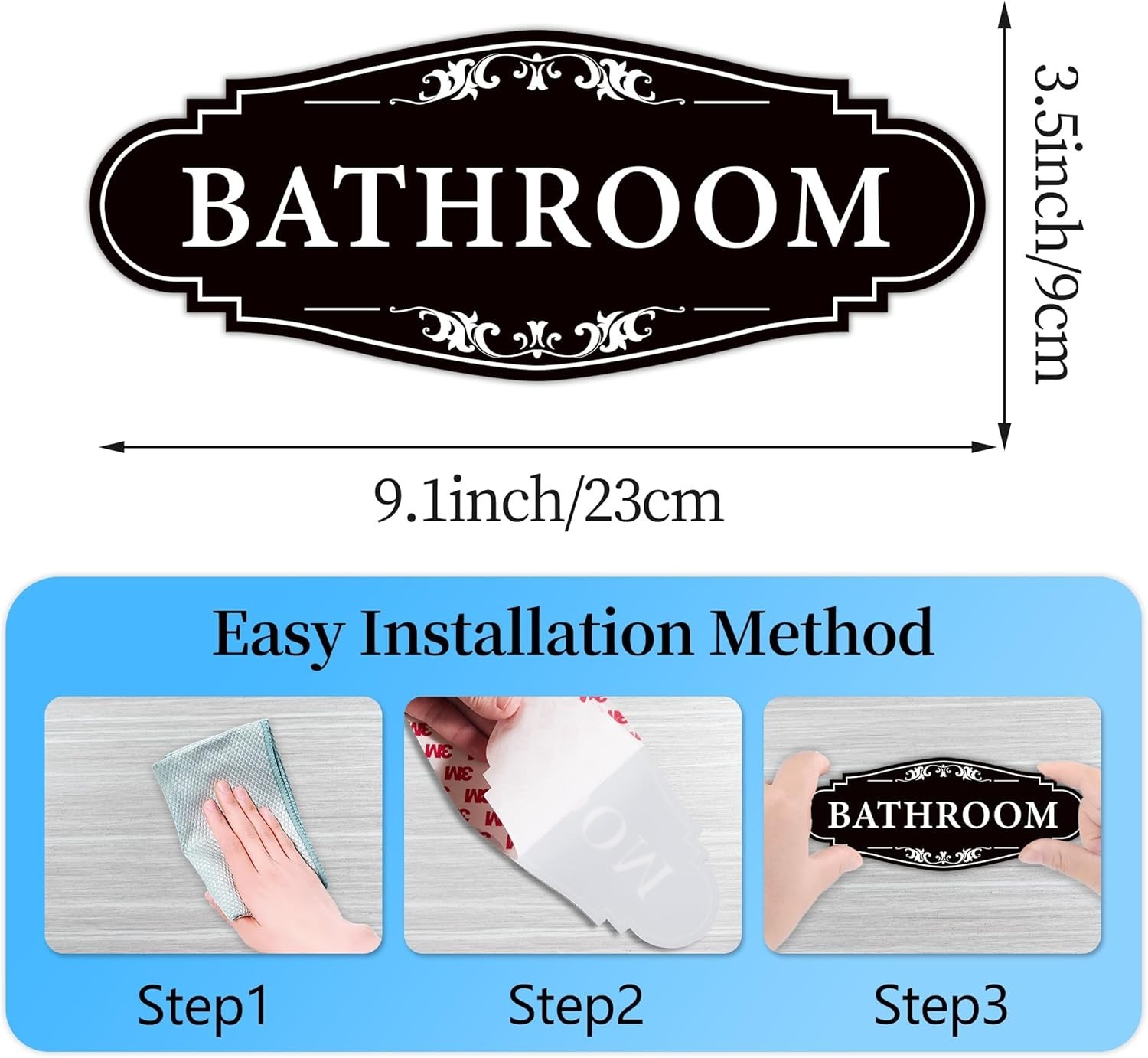 Self-Adhesive Restroom Vinyl Sign – Durable 9in Decoration for Business & Home