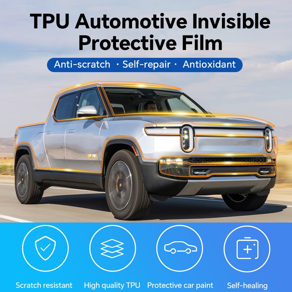 For Rivian R1T 2021-2023 Paint Protection Film Precut Kit Gloss Clear PPF TPU