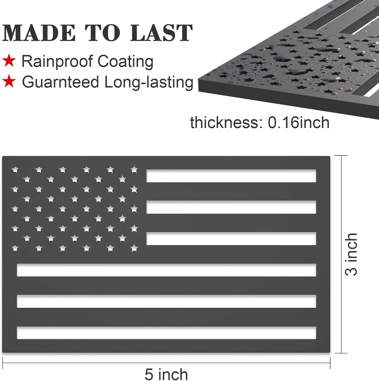 2 Pack 3D American Flag Sticker, 4mm Thickness Acrylic Cut-Out Car Military …