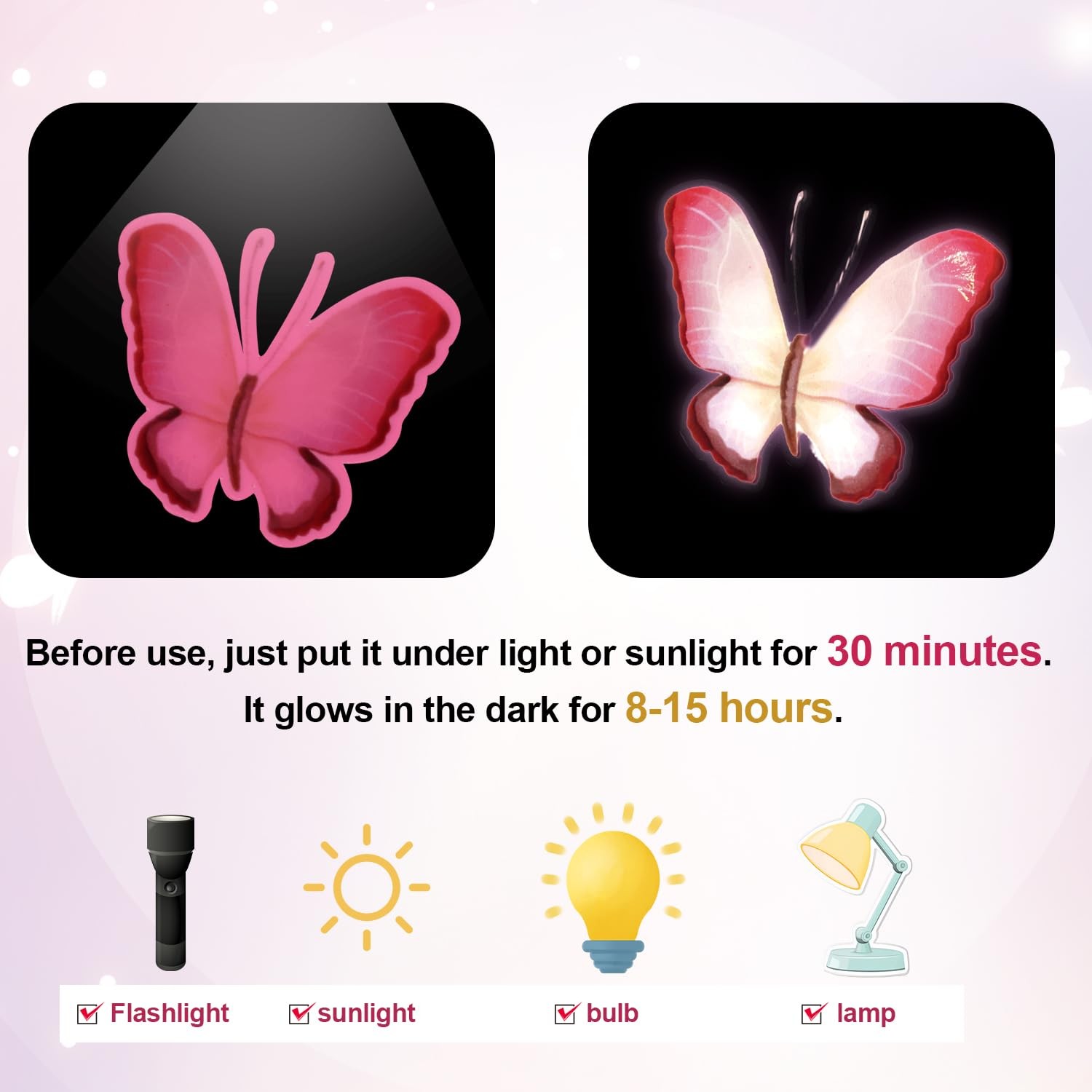 3 Sheets Glow in The Dark Butterfly Wall Decals, As Shown the Picture