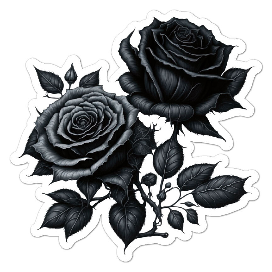 Black Rose, Vinyl Decal Sticker, Indoor Outdoor, 3 Sizes, #9481