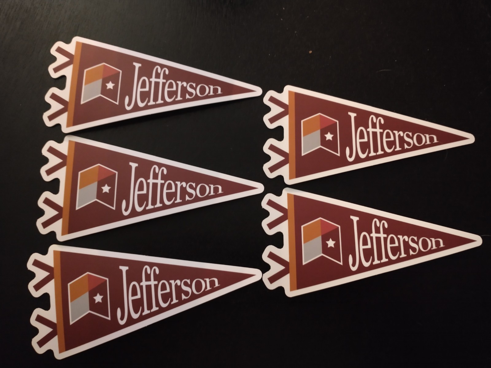 FREE SHIP. Lot Of 5 Jefferson College 5 Inch Pennant Sticker/Tumbler Decal NCAA
