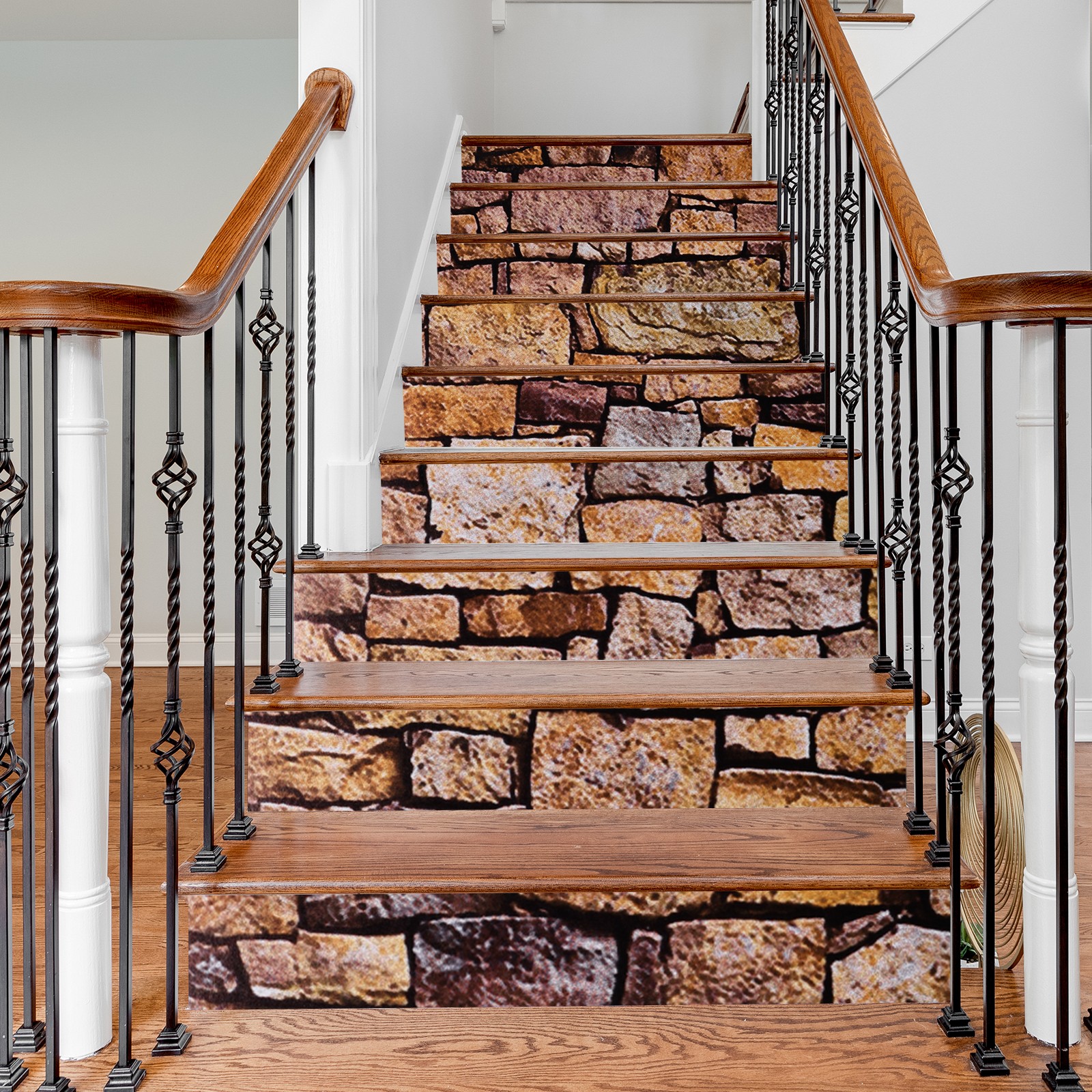 13 Packs Stair Stickers 39"x7" Self-Adhesive Staircase Decals Stone Pattern