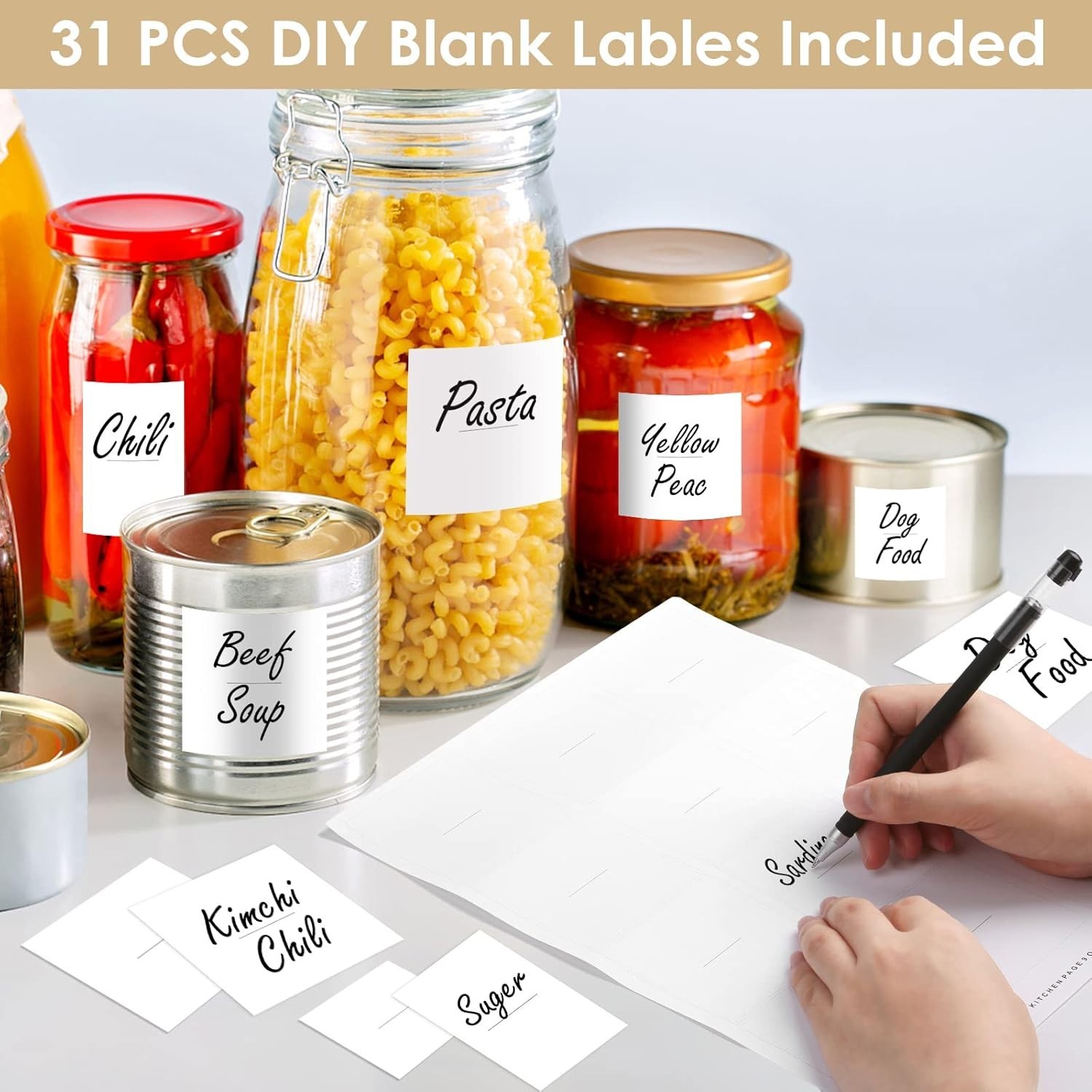 434 Pcs Minimalist Waterproof Kitchen Labels – Perfect for Home Organization