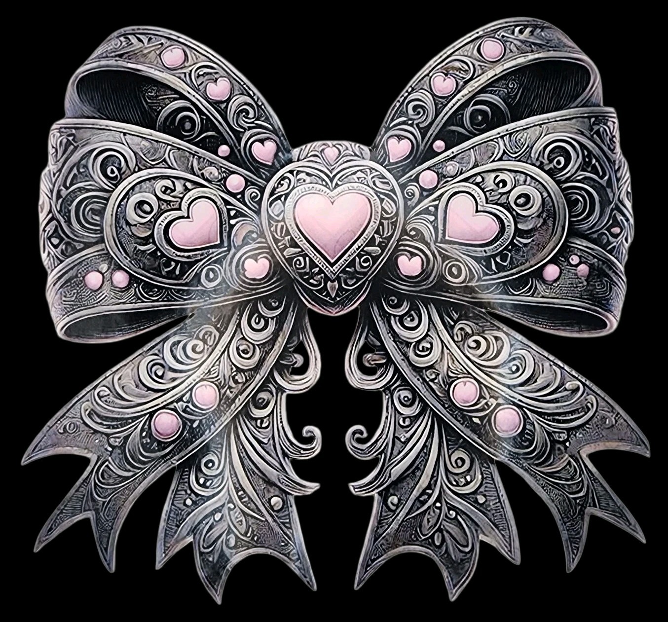 Black & Pink Goth Bow Waterproof Car Decal Wall Poster Vinyl Sticker Horror Cute