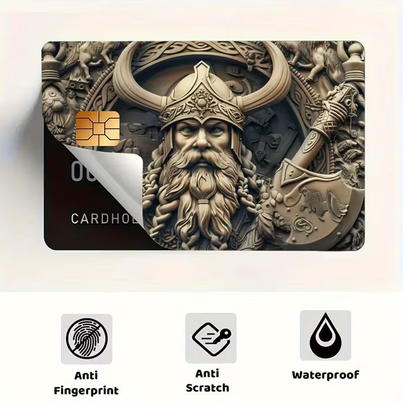 Viking Warrior Credit Card Skin Sticker | Norse Mythology Mystic Card Cover