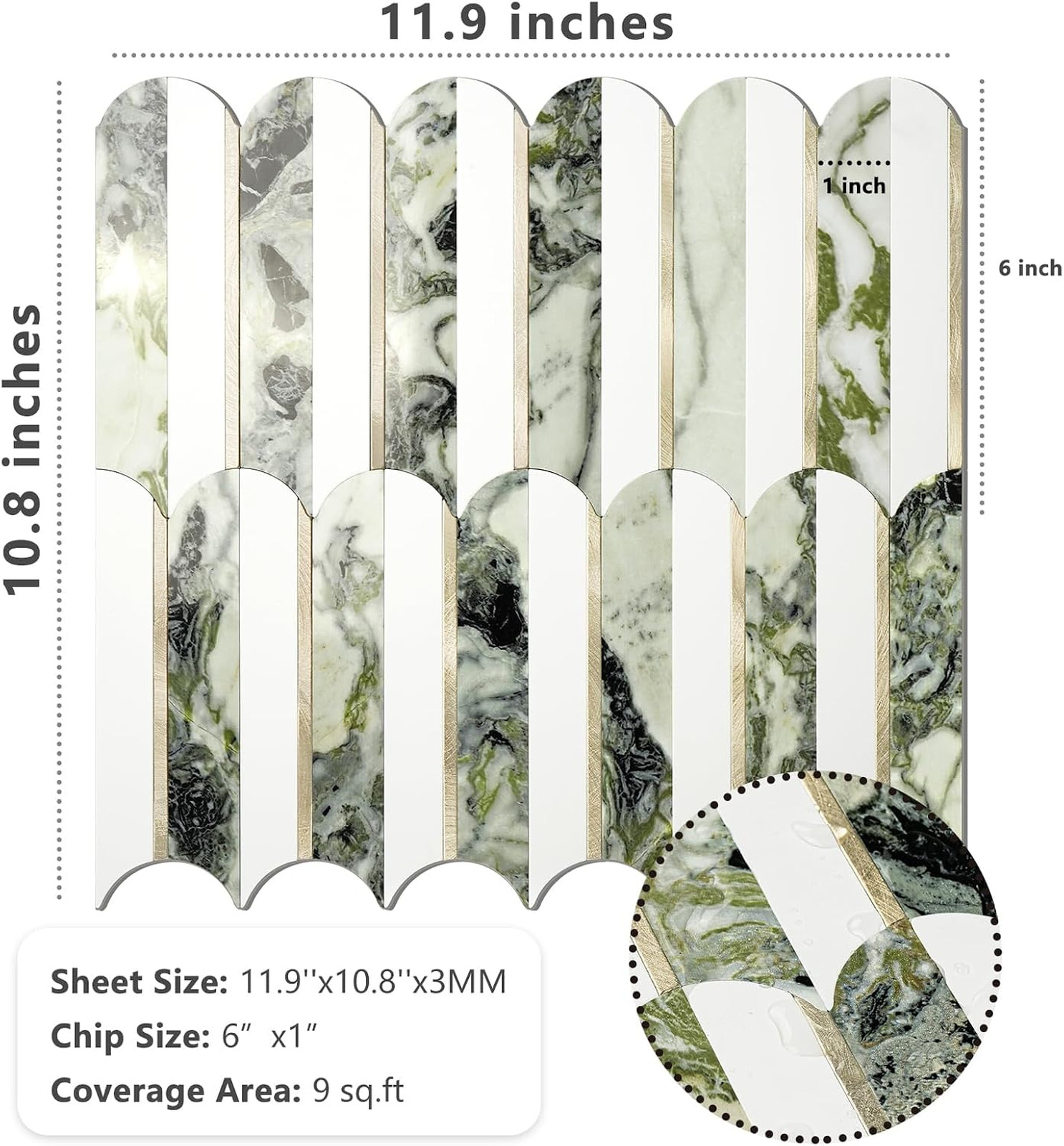 Peel and Stick Backsplash Tiles PVC Seamless Marble Borderless 10 Sheets for