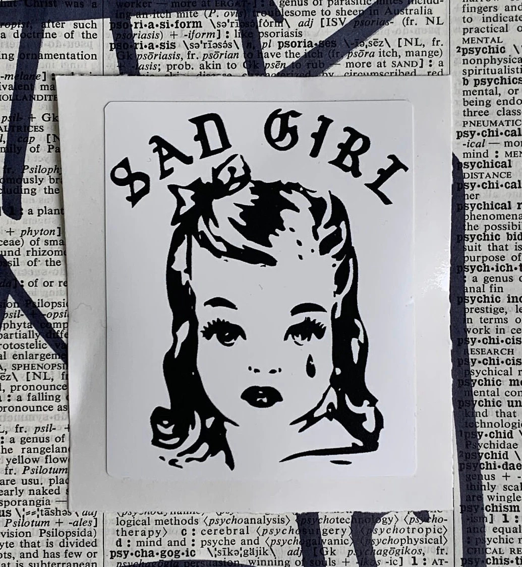 Sad Girl Tattoo Sticker – lowrider Lowbrow Art Decal 2.25in X 2.75in HLC3