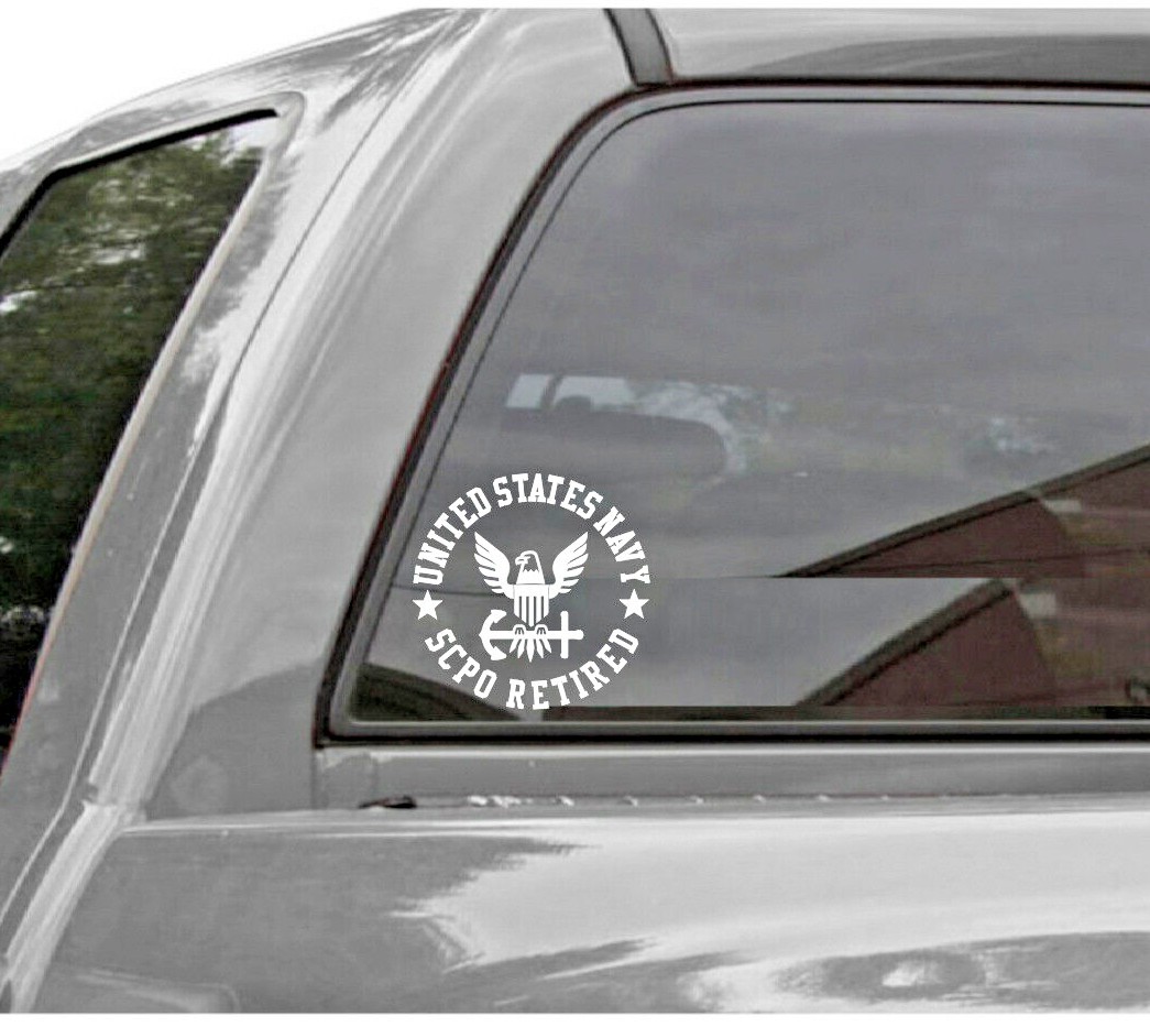 UNITED STATES NAVY SCPO RETIRED Vinyl Window Decal STYLE 1