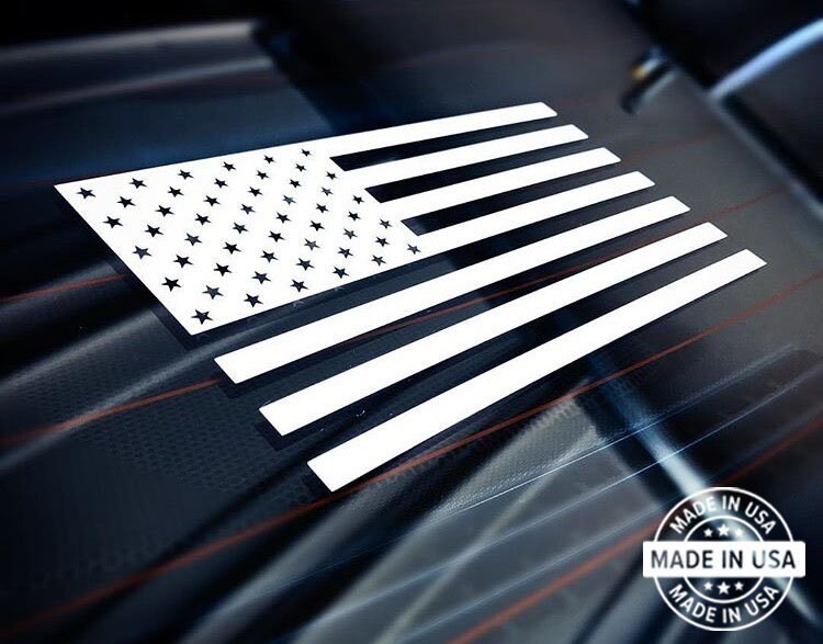 American Flag Decal, Vinyl Die Cut Window Sticker, 100% Made In USA