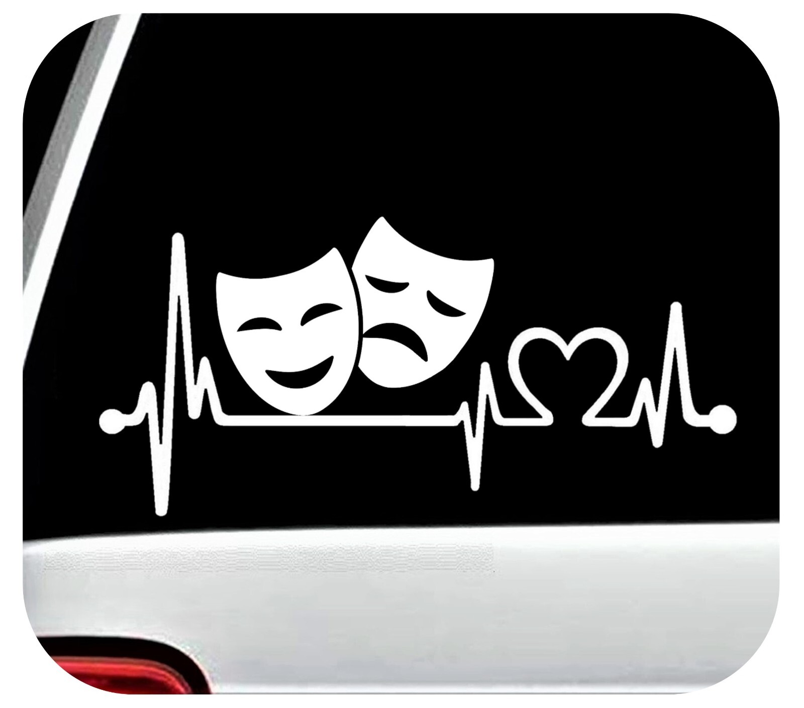 Comedy Tragedy Drama Theater Masks Heartbeat Lifeline Decal Sticker for Car 2089