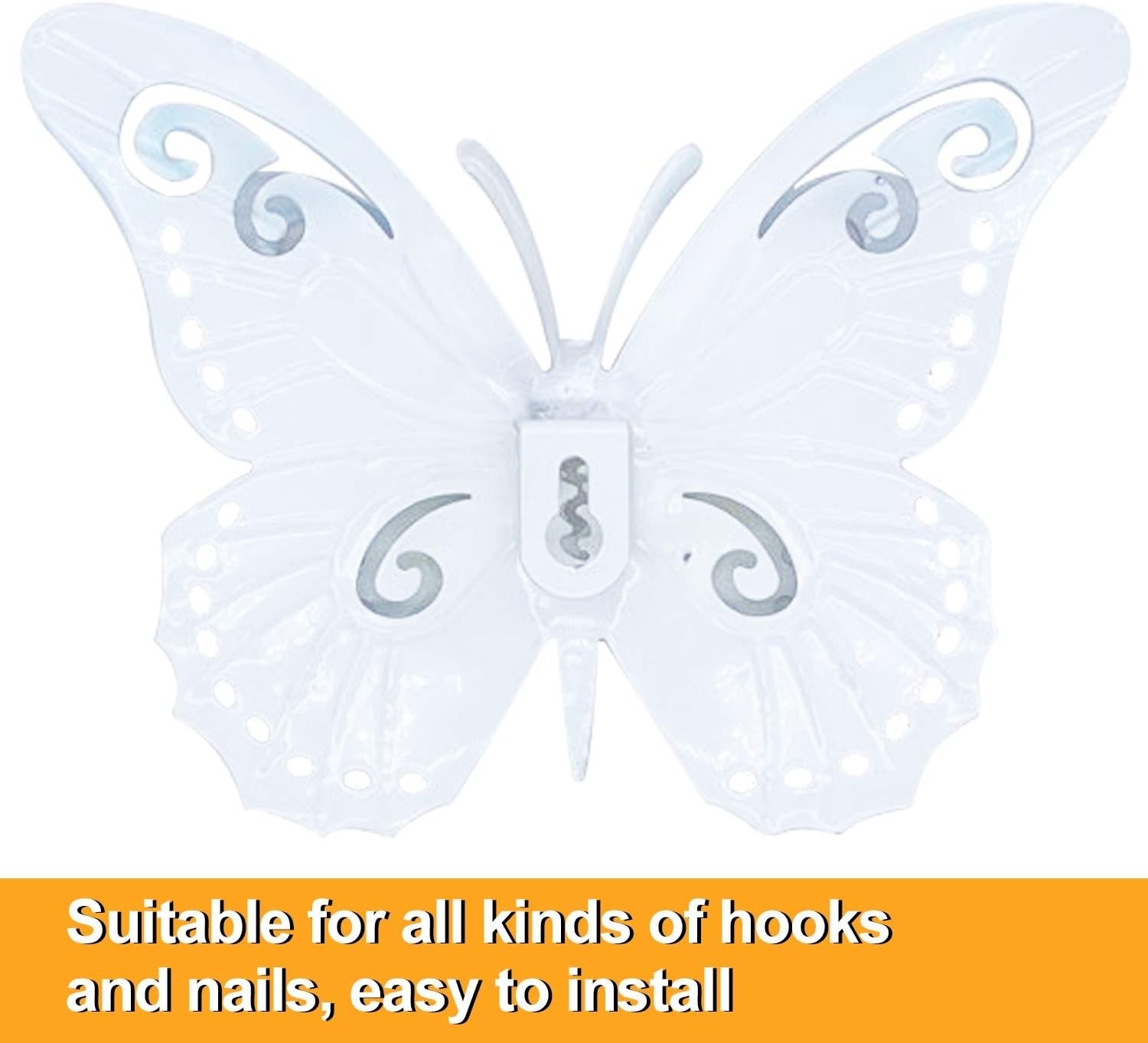 Metal Butterfly Outdoor Wall Decor- 6.5" Double Wings Butterflies, Hanging